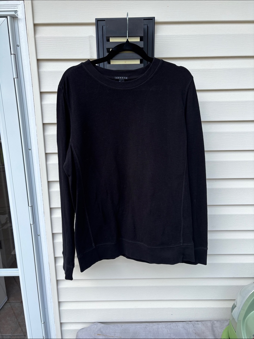 Theory Men's Black Crewneck Cuff Manchette Bottom Hem Sweater-L